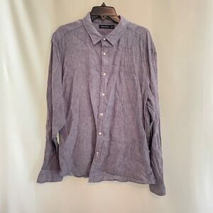 Nautica‎ Button Up Shirt Mens XL Extra Large Blue Long Sleeve Linen Classic Fit